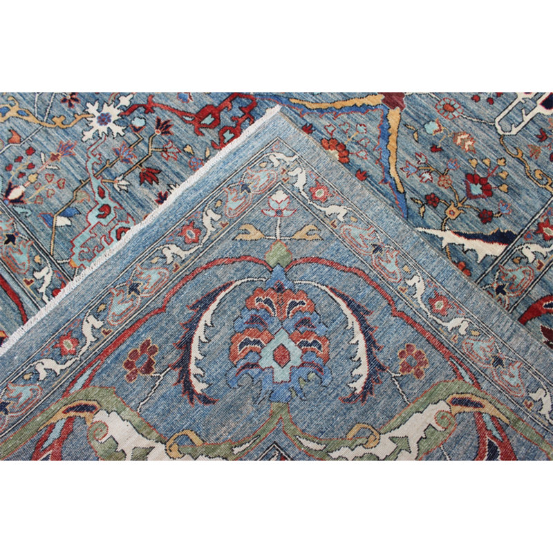 High-Quality Hand-Knotted Light Blue Area Rug