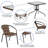 Amlie 28'' Square Glass Metal Table with Rattan Edging and 2 Rattan Stack Chairs-248300041