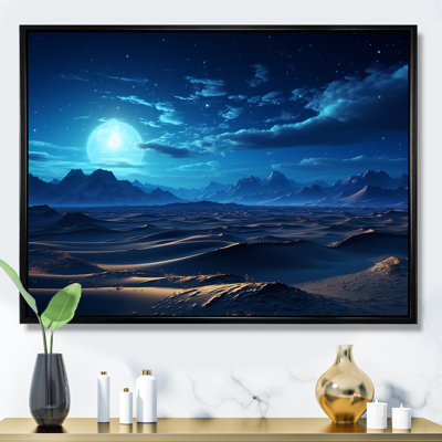 «Blue Nocturnal Desert Dunes I», art mural désert
