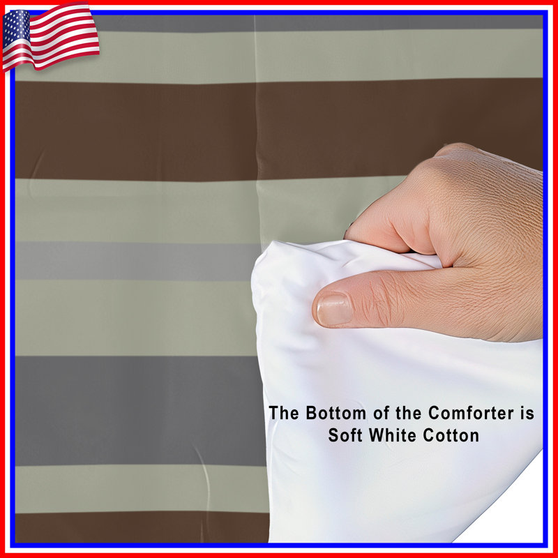 Brown Grey Stripes Comforter, Twin