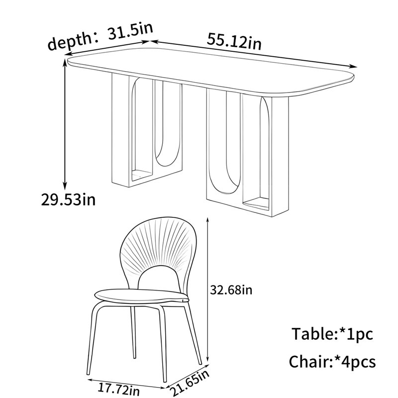 Light luxury rectangular simple dining table