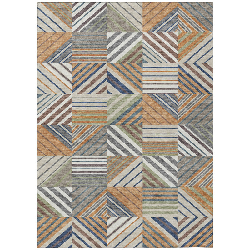 Machine Washable Indoor/Outdoor Lanphear ACN2399 Patchwork Rug, Rectangle 2'6" x 3'10"