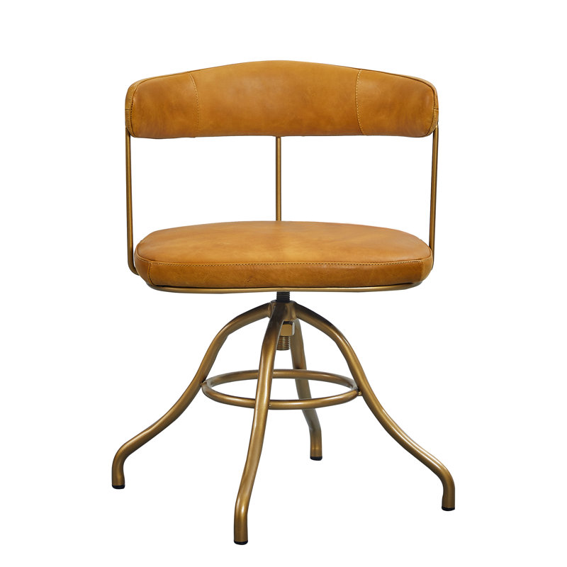 Avante Genuine Leather Swivel Task Chair, Yellow