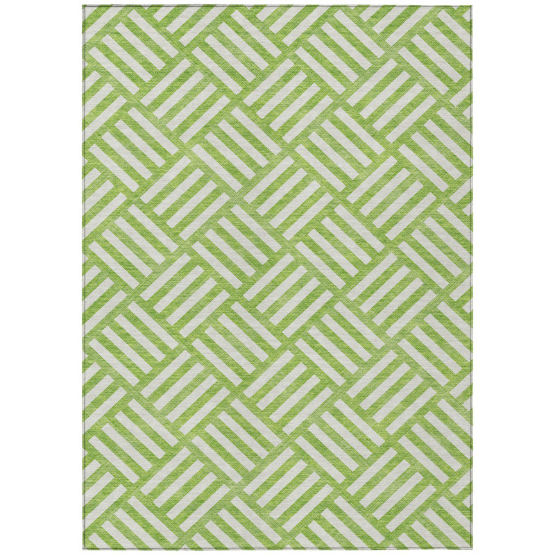 Tapis extérieur lavable géométrique vert lime et ivoire 8 pi x 10 pi