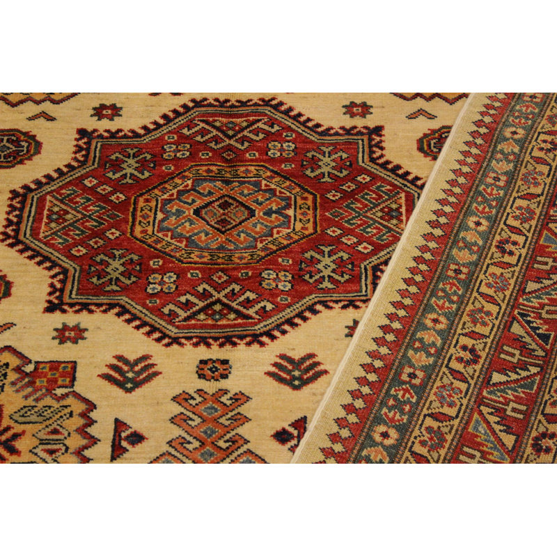 Tapis ivoire / rouille en laine noué à la main à motif sud-ouest Fallston 5 pi 6 po x 8 pi Fallston