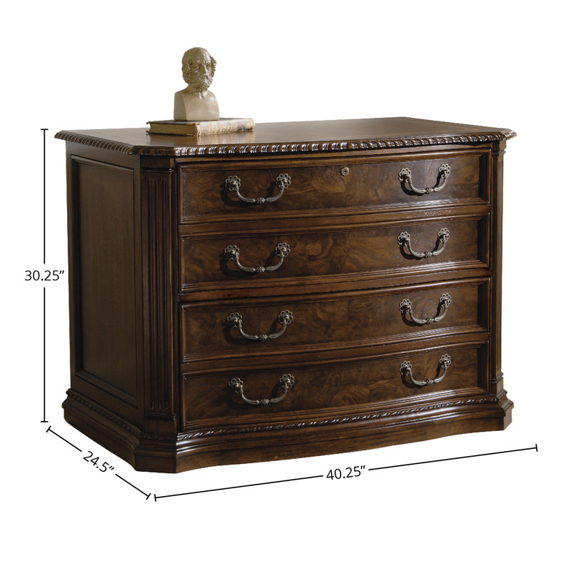 Old World Walnut Burl 40" 2-Drawer Walnut File Cabinet