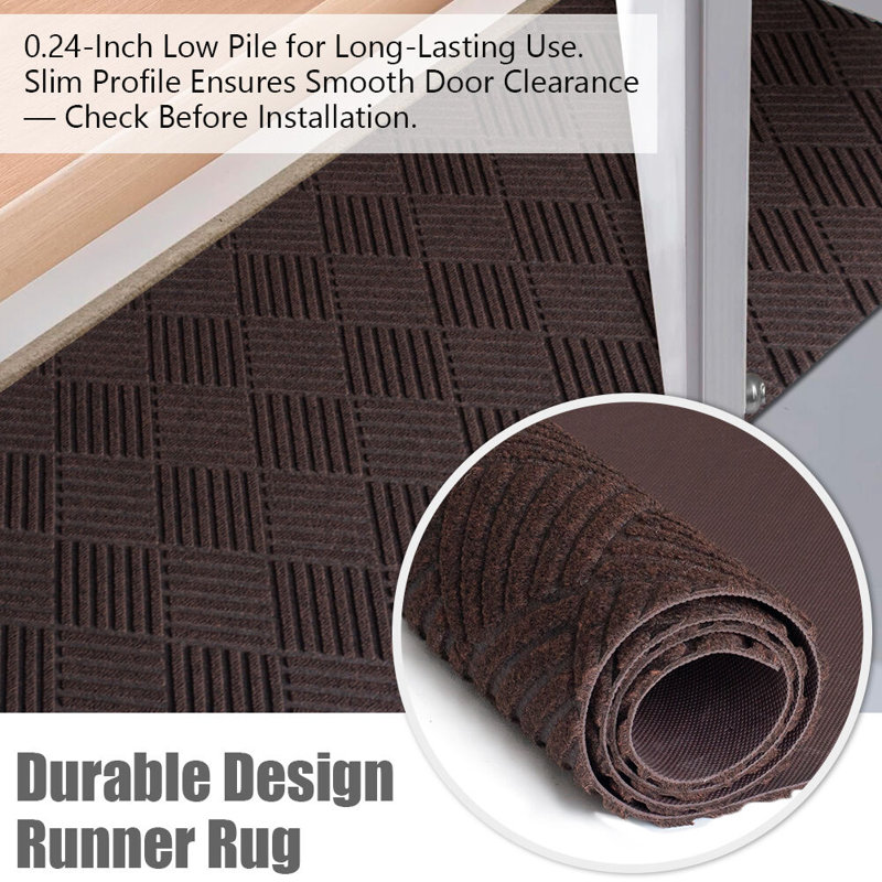 Washable Runner Rug with Non-Slip Backing, Polyester Carpet for Hallway & Entryway, Runner 2' x 17'