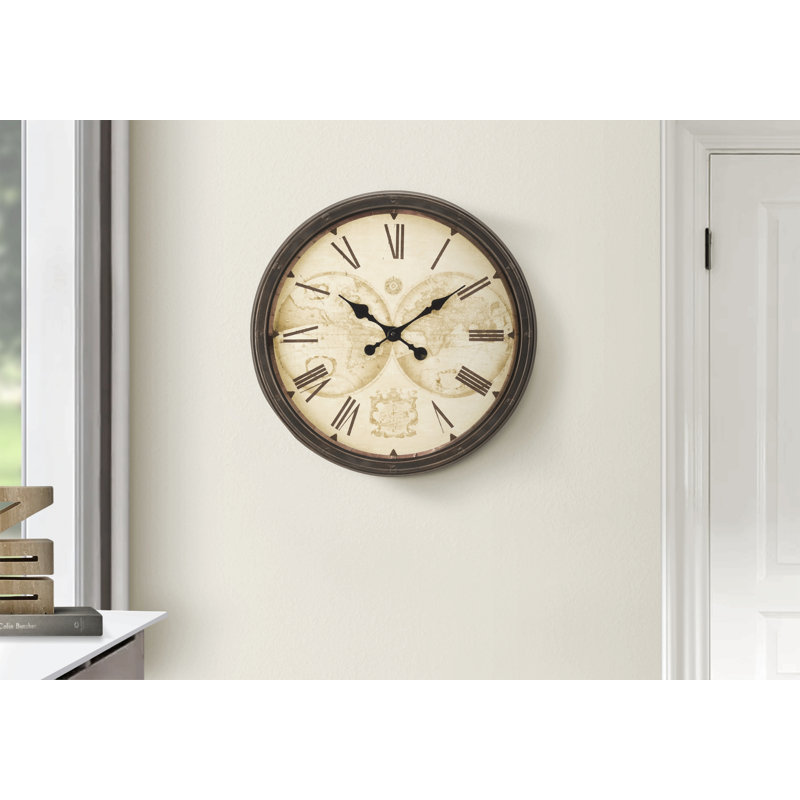 Horloge murale, horloge murale ronde 20 po, brun antique, transitionnel