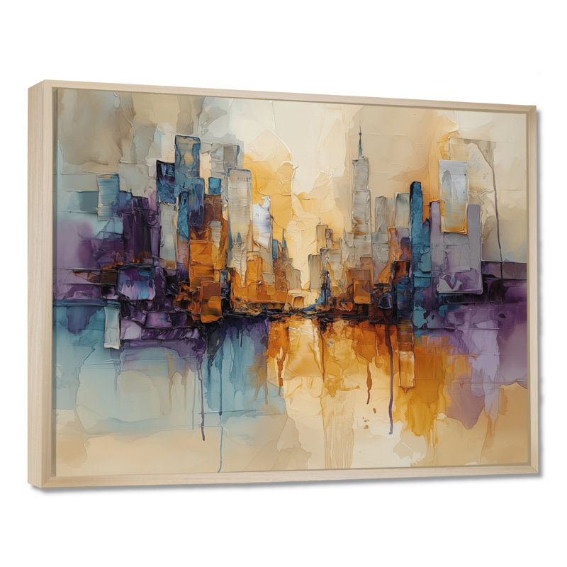 Nyel - Abstract Wall Art, Cadre flottant, Crème, crème, H 24 po x l 32 po