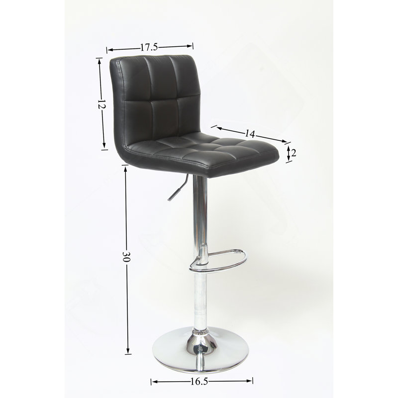 Tabouret de bar pivotant réglable en similicuir, ensemble de 2, Noir