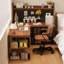 Bureau en fer massif en forme de L brun noyer + noir-1567927452-1567927435