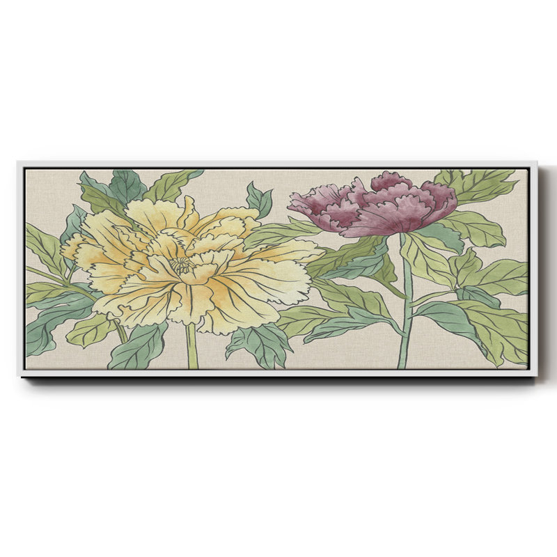 Peony Blooms II - toile encadrée, H 20 po x l 50 po