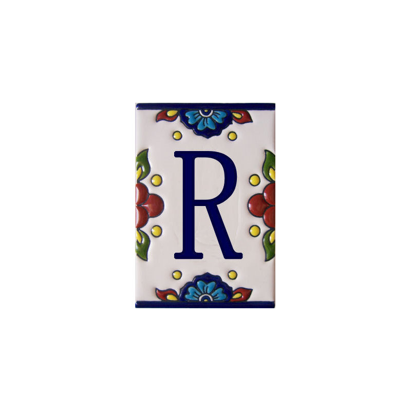 TalaMex Mexican Talavera Mission Tile House Letter R