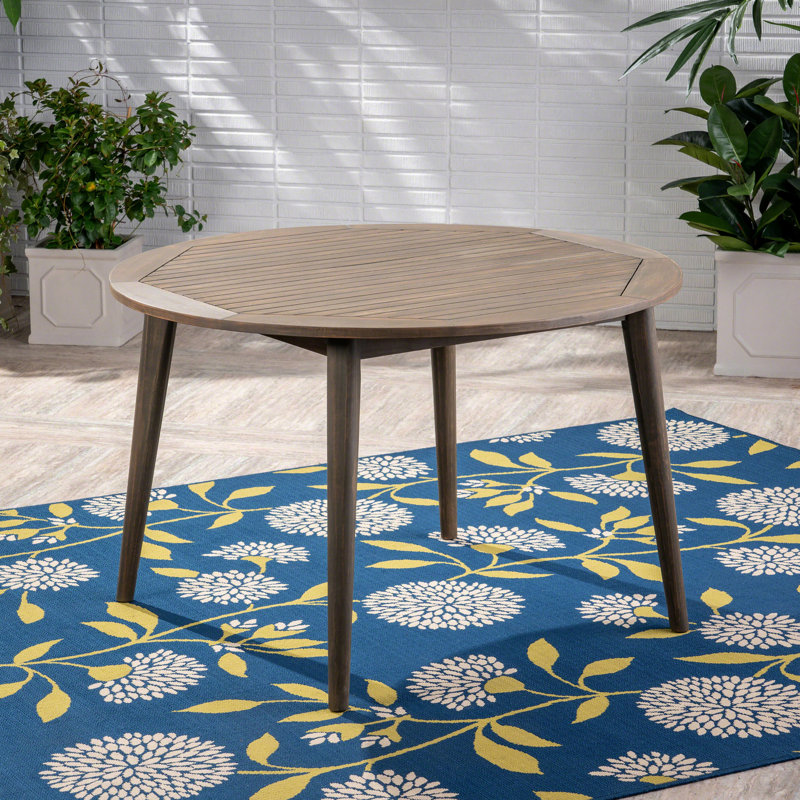 Table en bois avec finition grise, 47,36 po x 47,36 po de long, pour le plaisir dans la cour, Gris