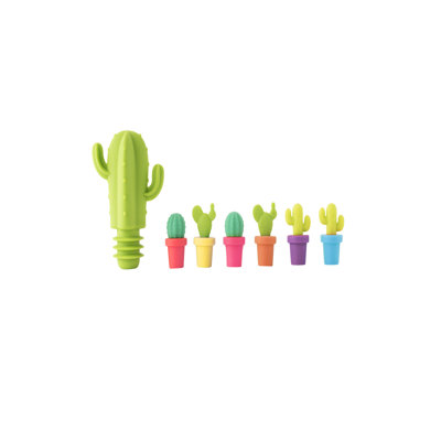 Ensemble de bouchons de bouteilles et marqueurs de boissons TrueZoo Cactus