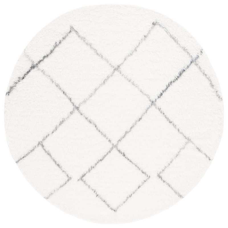 Anaily Hand Woven Performance Geometric Rug, Round 6'