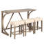 Table de bar et fauteuil à commande électrique en brun. Construisez des tabourets rembourrés confortables et améliorez votre espace 4 avec des ports électriques. La structure en bois et le tissu optimisent intelligemment l'espace de vie
