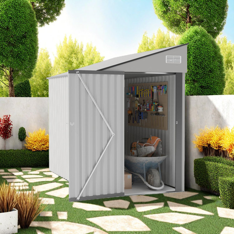 Remise de rangement bicolore optionnelle avec porte à charnière simple et film protecteur, Blanc