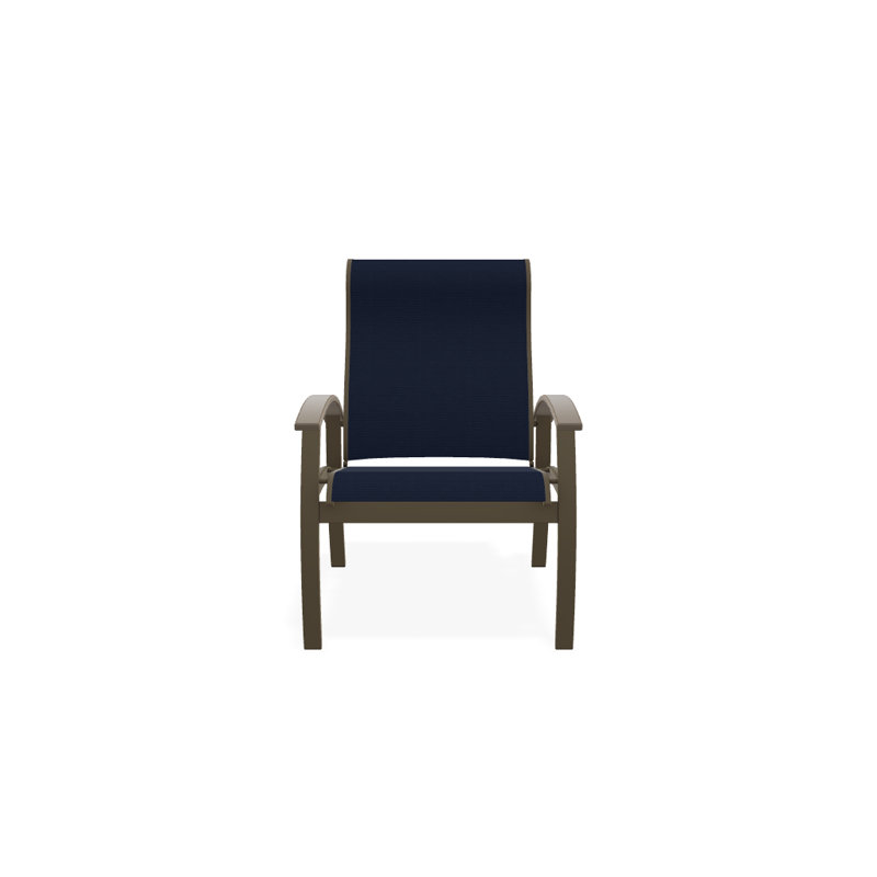 Chaise de patio Askar, Désert, Bleu marine 13D Sunbrella®, Bois de plage texturé