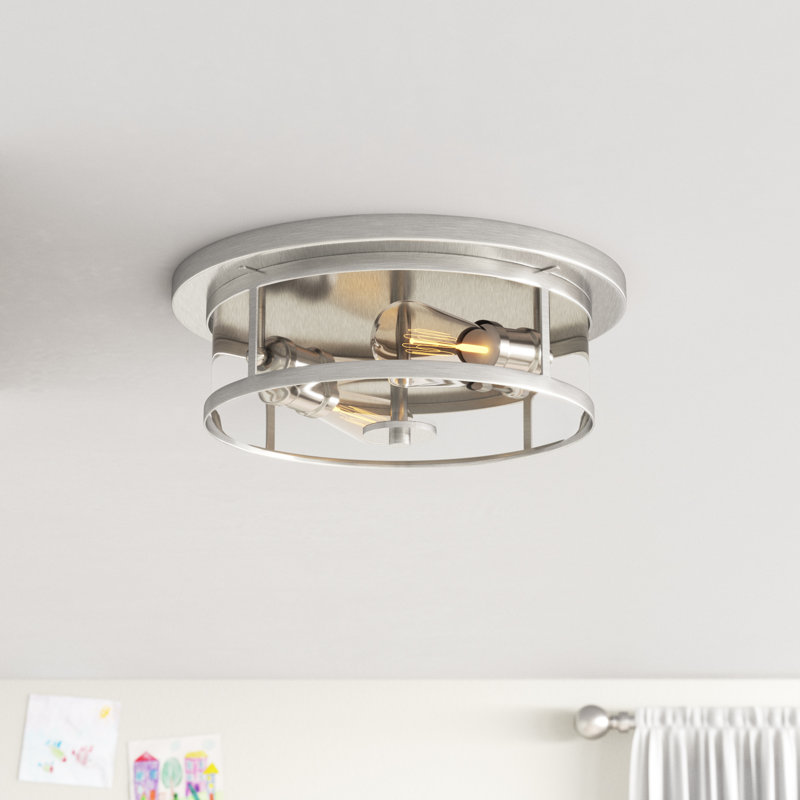 Plafonnier encastré 2 lumières 13,75 po Attah, Nickel brossé
