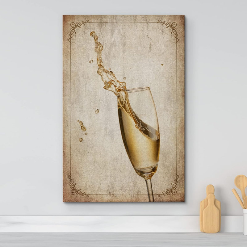 Verre à vin blanc rétro, H 48 po x l 32 po x P 1,5 po