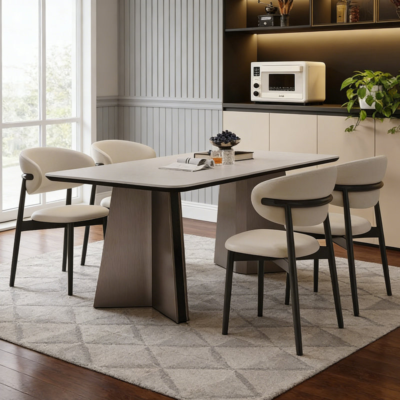 Table de salle à manger de luxe moderne, H 29,53 po x l 62,99 po x P 31,5 po, 5 pièces: table, 4 chaises