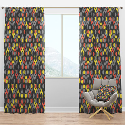 Retro Abstract Drops I - Mid-Century Curtain - Velvet Room darkening - 1 panel
