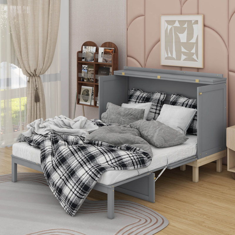 Queen Size Murphy Bed, Gray