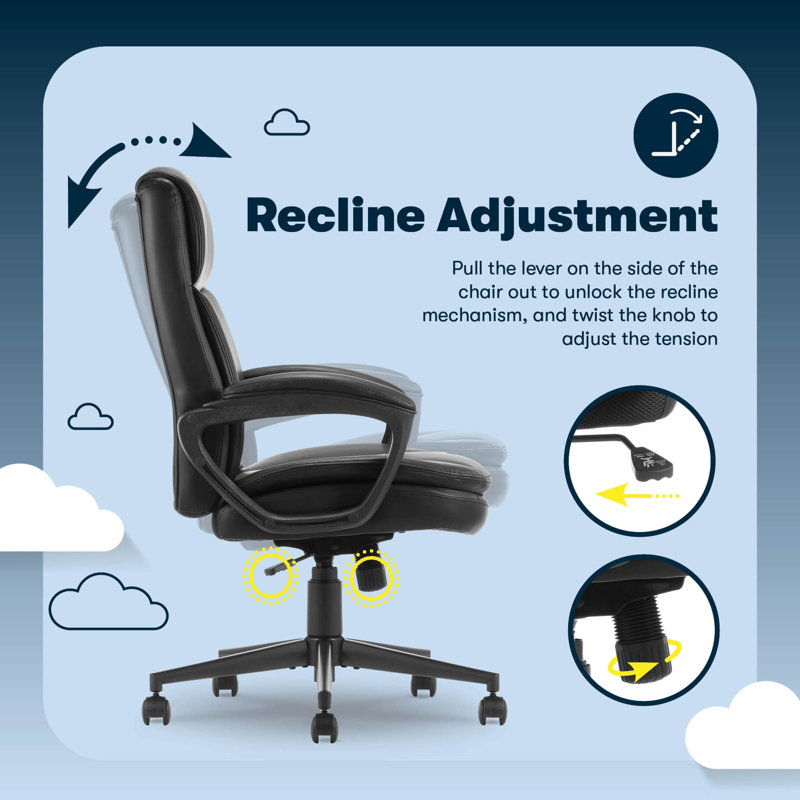 Comfort Ergo Swivel Office Chair, Black, Bonded Leather