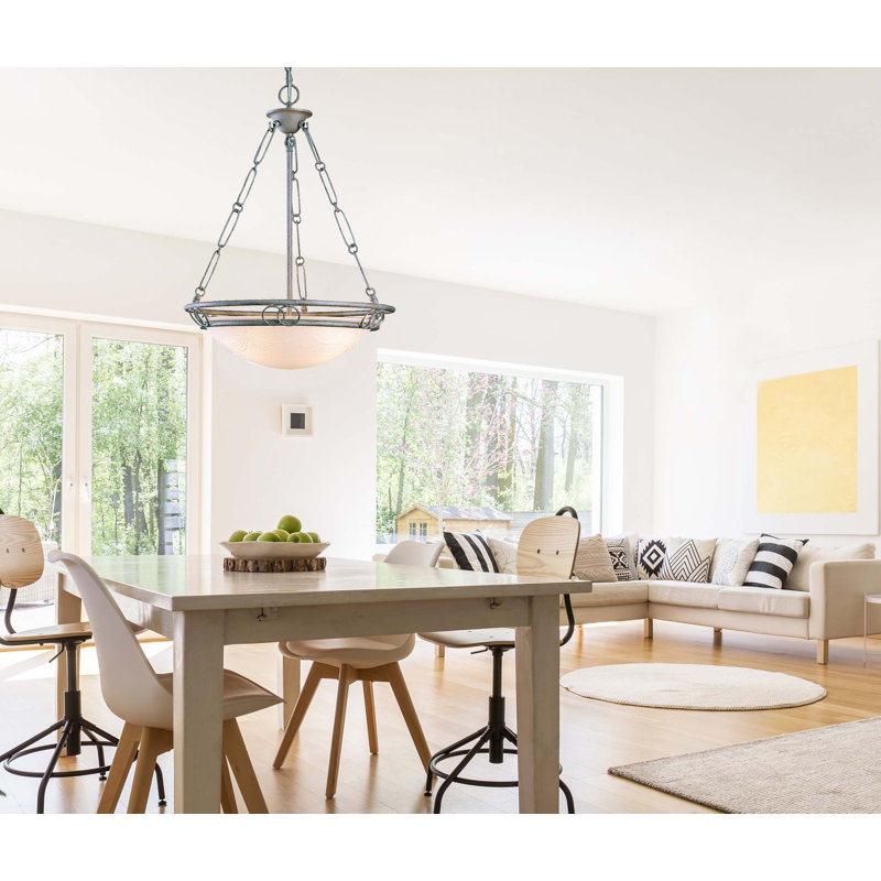 Kuta 3-Light Indoor Platinum Rust Pendant with Scavo Glass Bowl Shade, Platinum Rust