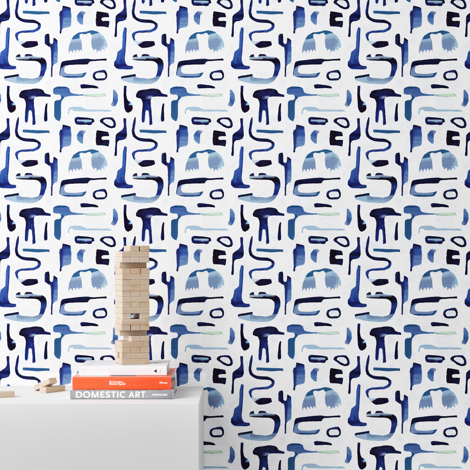 Dean Abstract Wallpaper, Blue/White
