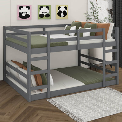 Lit superposé double au-dessus de double avec échelle, cadre de lit en bois massif pour chambre à coucher, mobilier de chambre d'amis