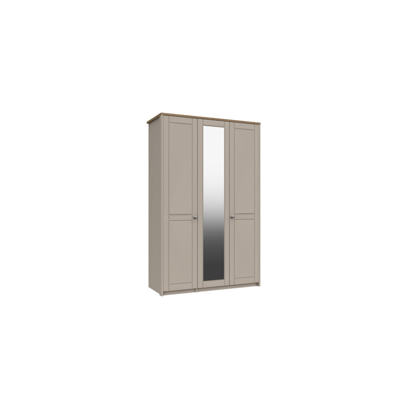 Newhaven 3 Door Manufactured Wood Wardrobe, Natural Rustic Oak/Fired Earth