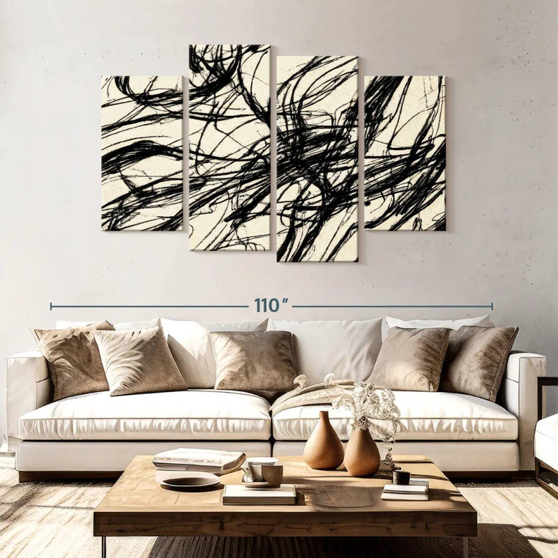Avery Abstract Black Threads, 54" H x 84" W