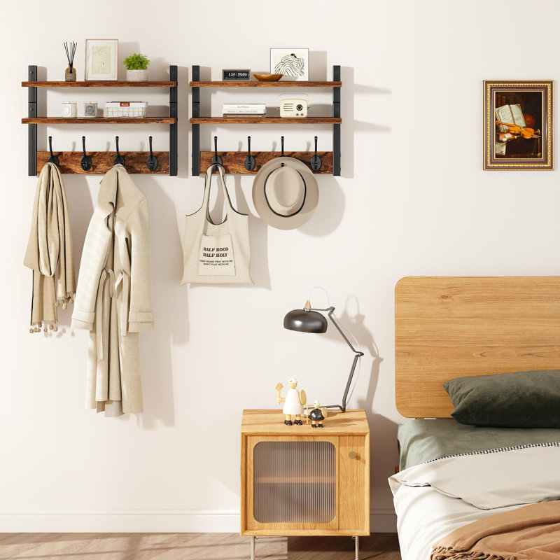 Wall 8 - Hook Coat Rack, Brown