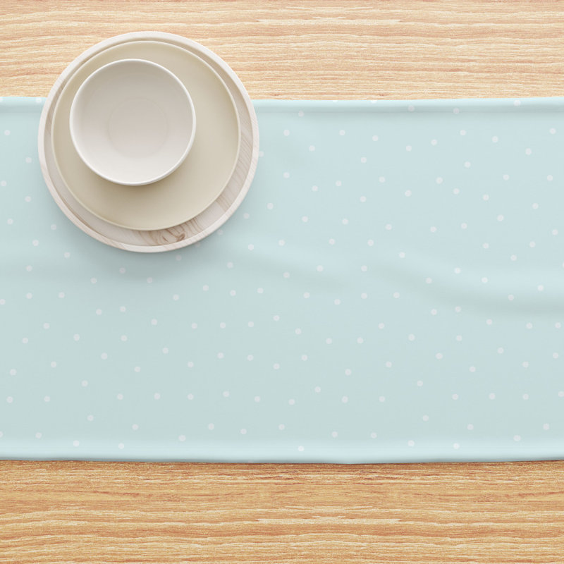 Fabric Textile Products, Inc. Table Runner, 100% Cotton, 16X72", Aqua Blue Polka Dots