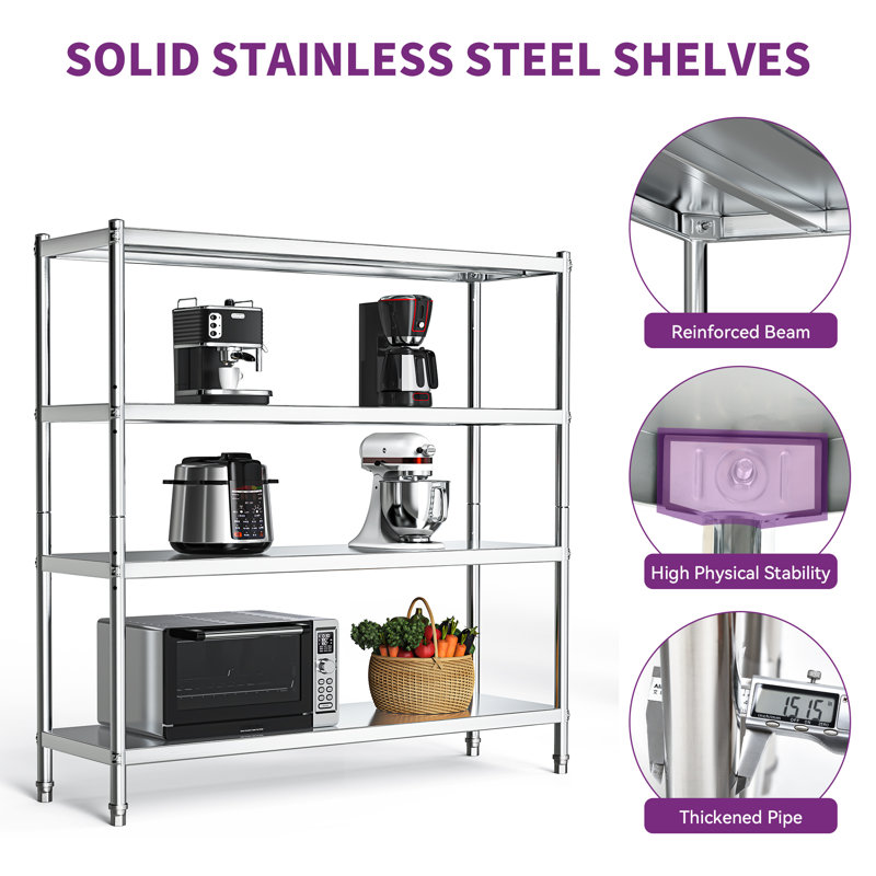 Aidon 60'' W Stainless Steel Shelving Unit
