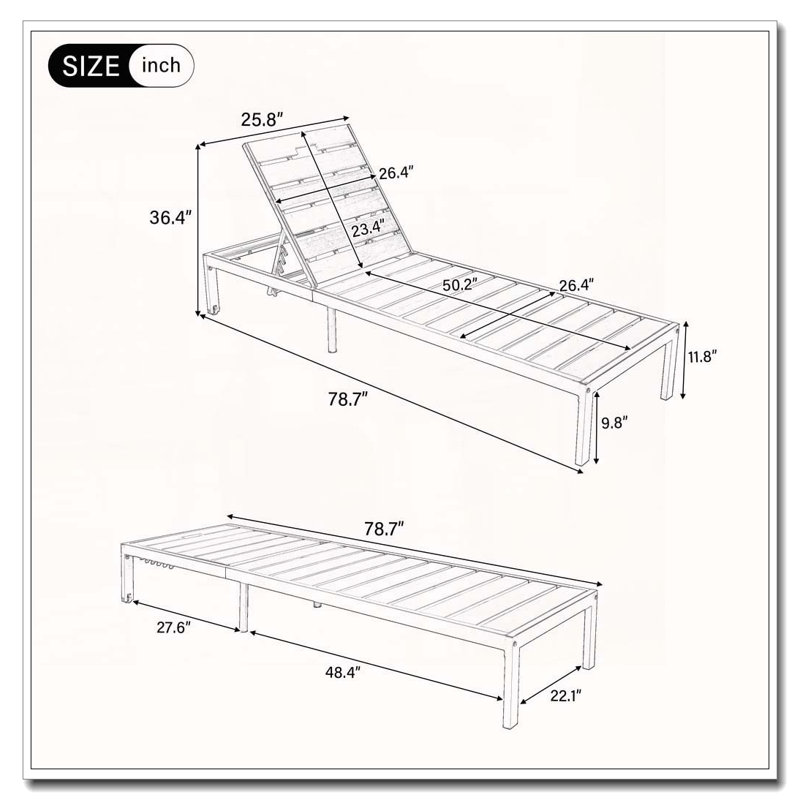 Chaises longues d'extérieur pour piscine, Black+Natural