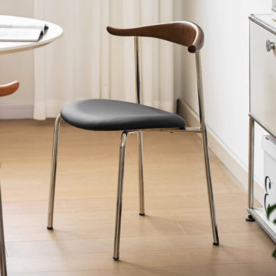 Chaise d'appoint à dossier en lattes de noyer (ensemble de 2)