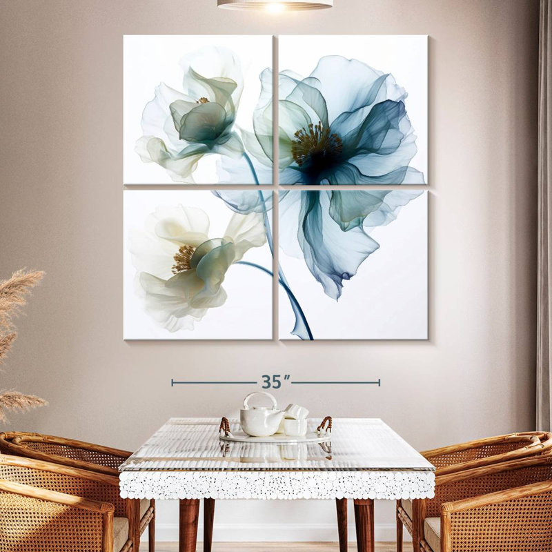 Harnek translucide fleurs de pavot bleues I, H 50 po x l 50 po