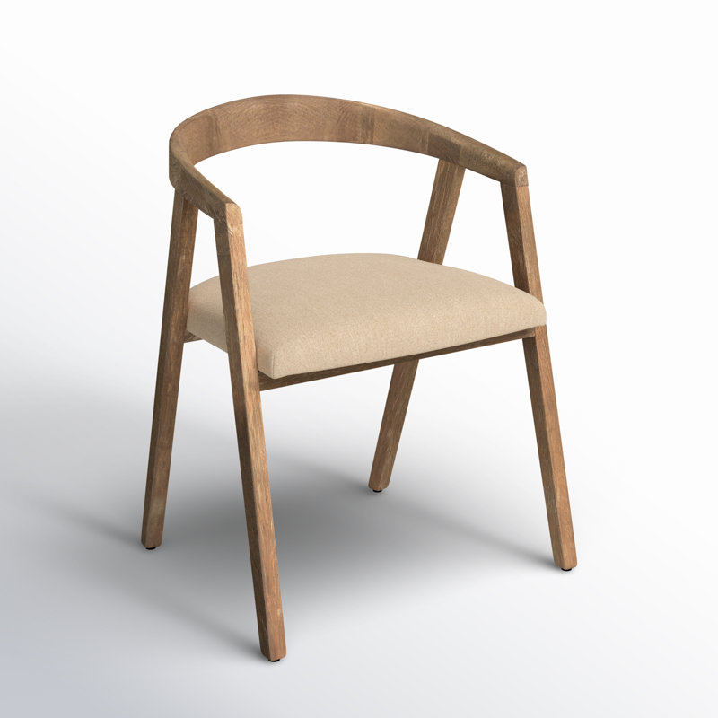 Fauteuil de salle à manger rembourré Fitzpatrick, Beige avoine naturel, Naturel