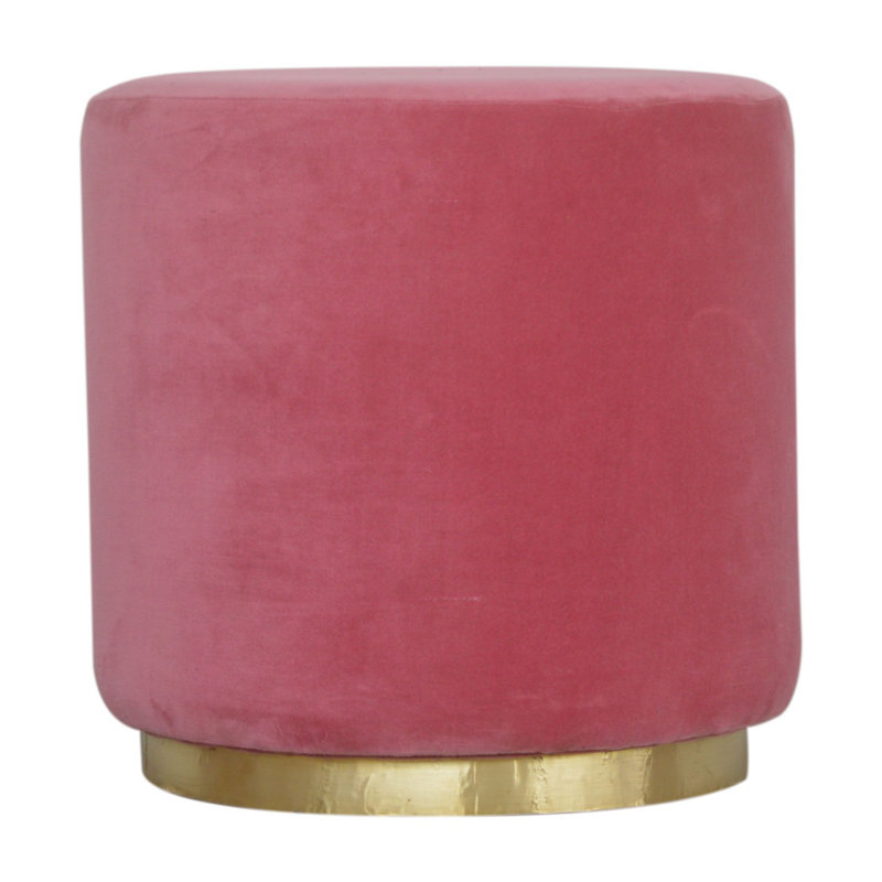 Batista 47cm Wide Velvet Round Solid Colour Standard Ottoman, Pink