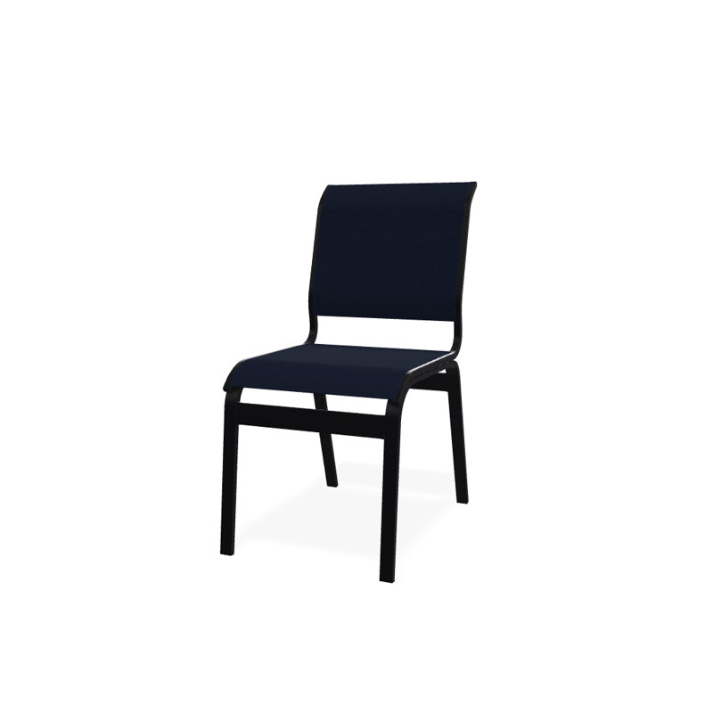 Chaise d'appoint de salle à manger Hiraku, Bleu marine 13D Sunbrella®, Noir texturé