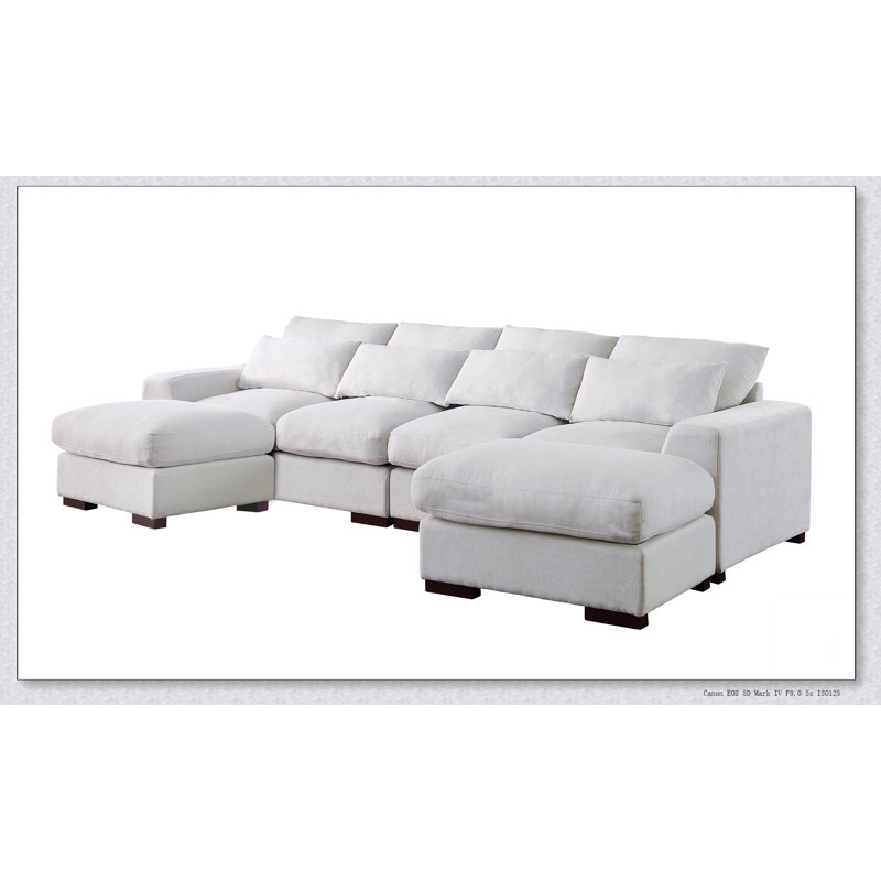 Canapé modulaire avec 2 repose-pieds Tatman, Lin beige