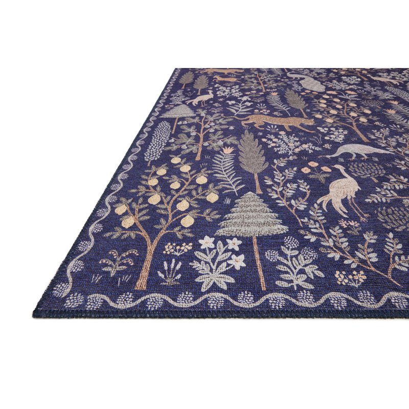 Rifle Paper Co. x Loloi Menagerie Navy Area Rug, Runner 2'3" x 5'