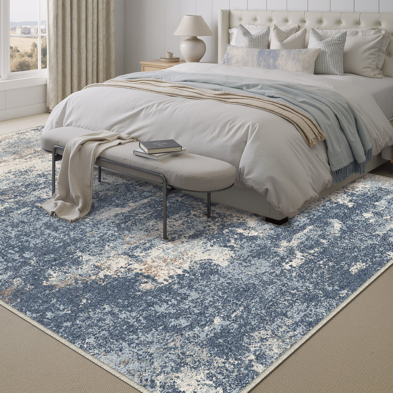 Tapis moderne lavable à la machine avec envers antidérapant Asher, Rectangulaire 8 pi x 10 pi