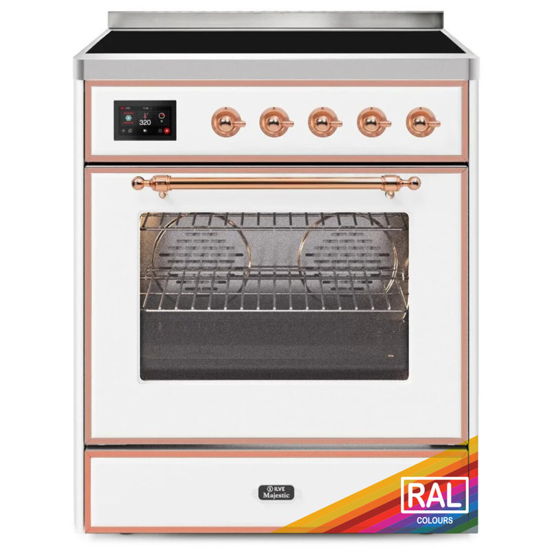 Cuisinière à induction 40 pouces avec 6 éléments à induction ILVE Majestic II Series (porte en verre), RAL / cuivre