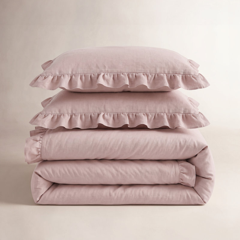 Ensemble de housse de couette 3 pièces Dighton, Rougir, Housse de couette pour très grand lit + deux taie