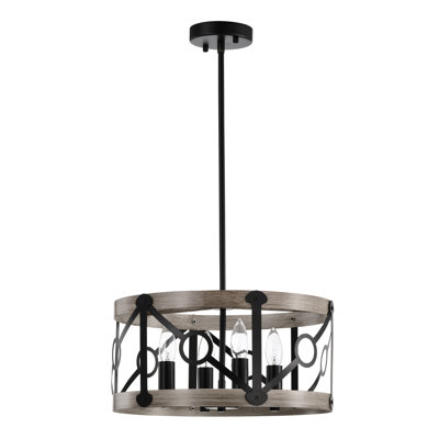 Lustre cylindrique imitation bois Copas 16 pouces