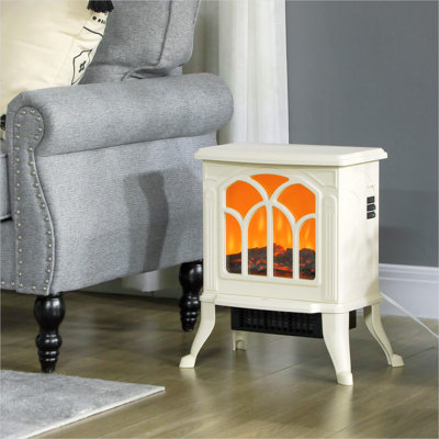Foyers et accessoires en plastique beige avec foyer électrique autoportant et 5,8 po x 3,5 po x 6,8 po